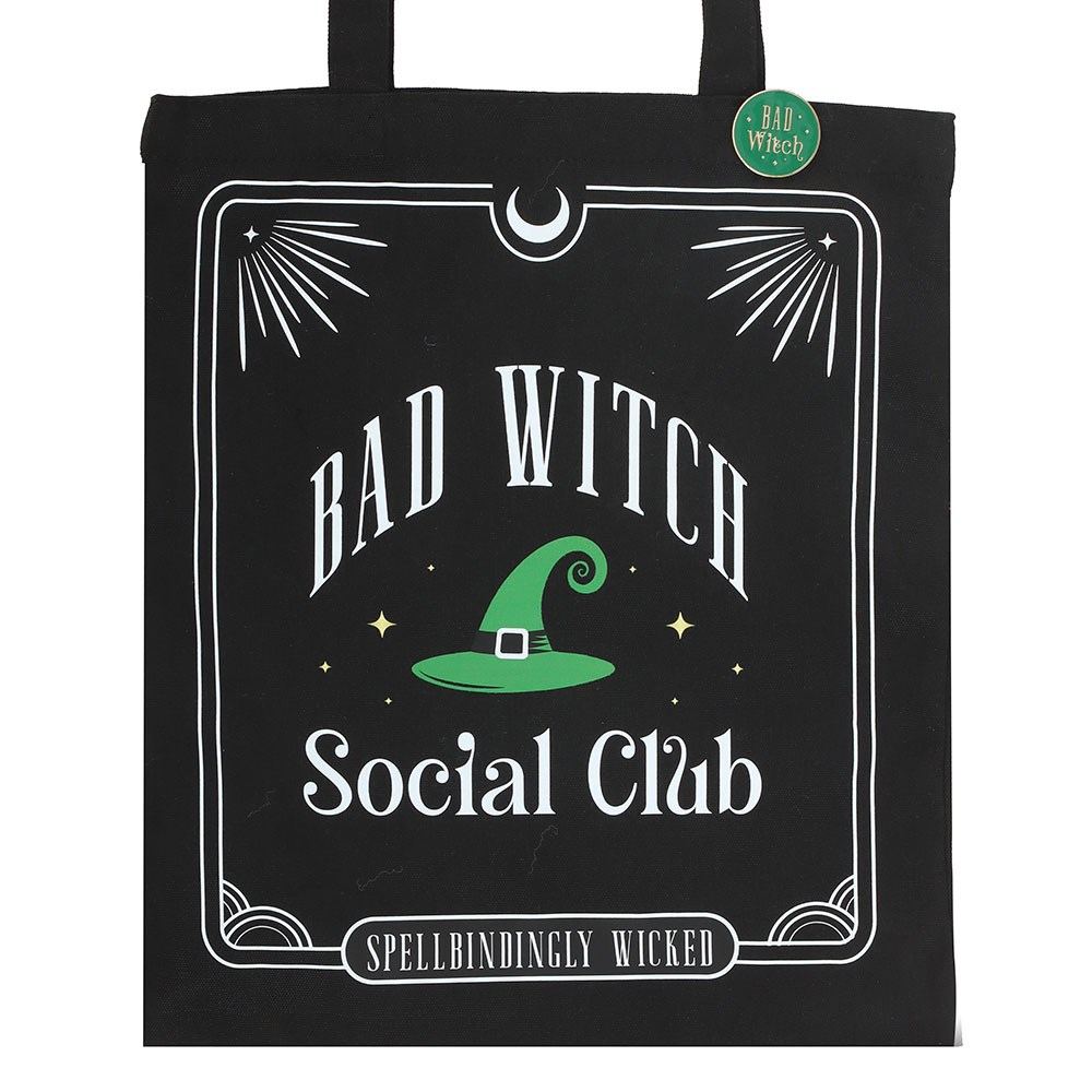 Something Different - Bad Witch Social Club Polycotton with Pin Badge Tragetasche - Mehrfarben